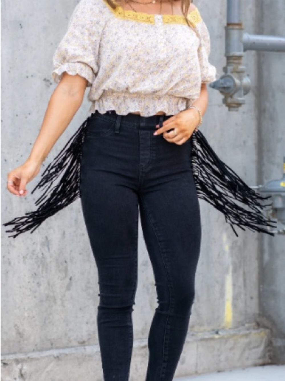 NWT Judy Blue Jeans Size 15/32 Black Fringe High Waist Skinny Fit